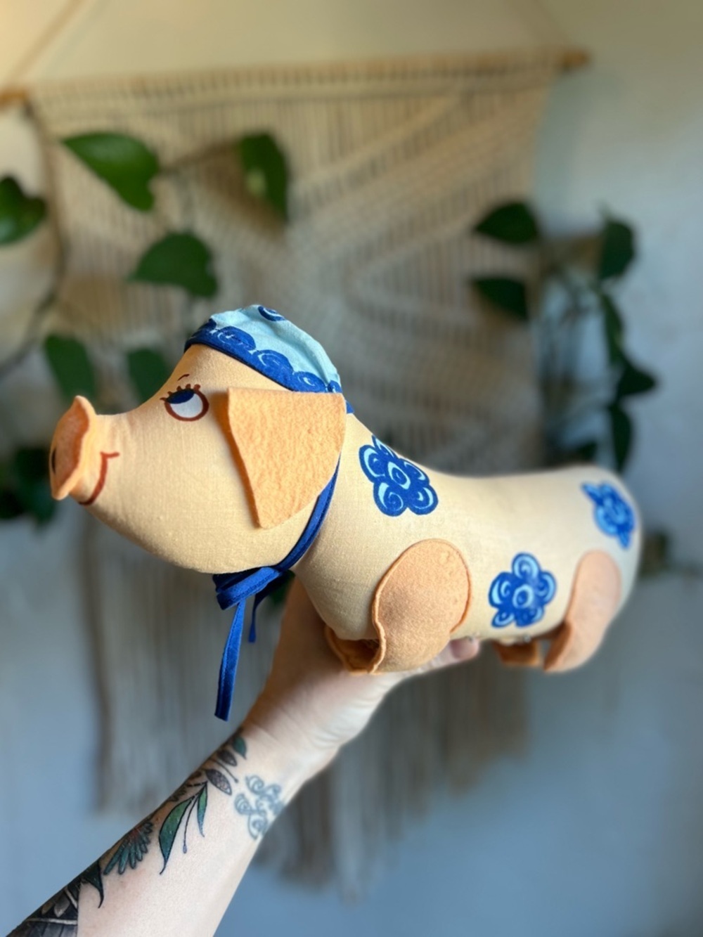 Vintage Mama Pig Plush with Baby Piglets Inside Zipper Belly Cottagecore Toy - Picture 2 of 11